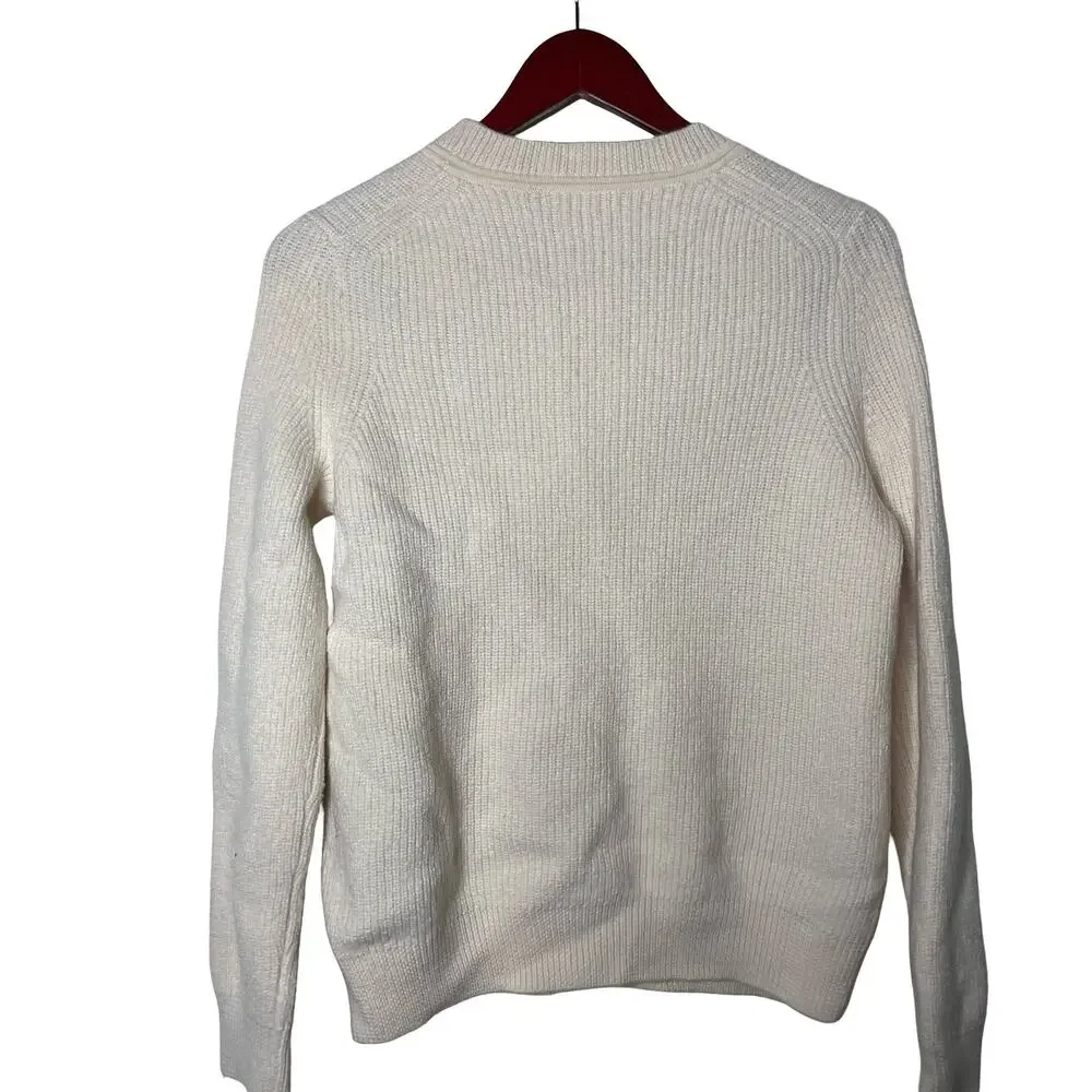 Rag & Bone JEAN Tori Ivory Cutout Crewneck Sweater Merino Wool Pullover Sz M - Picture 4 of 6
